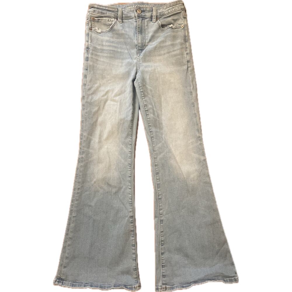American Eagle Disco Flare Jeans SIZE 8 28x29 Blue Light Wash